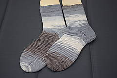 Ponožky, pančuchy, obuv - MERINO a BAVLNA ponožky - krémovo sivo hnedá ( v. 37-38) - 14879189_