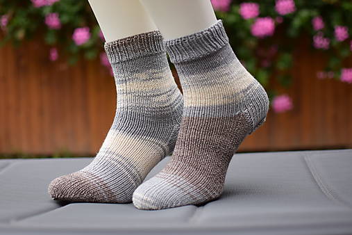 MERINO a BAVLNA ponožky - krémovo sivo hnedá ( v. 37-38)