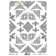 Papier - Ryžový papier na decoupage -A4-R2011 - ornament, roh, filigrán - 14882904_