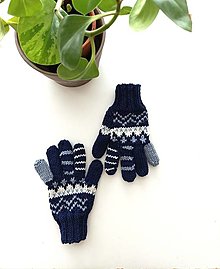 Detské doplnky - Detské prstové rukavice tmavomodré - 14882791_