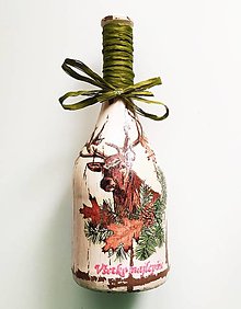Nádoby - Víno v dekorovanej flaši, poľovnícky motív - 14882419_