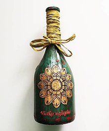 Nádoby - Víno v dekorovanej flaši, motív Všetko najlepšie - 14882438_
