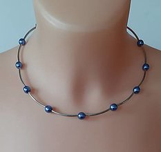 Náhrdelníky - Modré perličky se stříbrem- náhrdelník - 14882309_