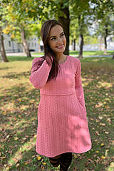 Oblečenie na dojčenie - Ačkové svetríkové šaty na dojčenie s dlhým rukávom - ružové - 14882015_