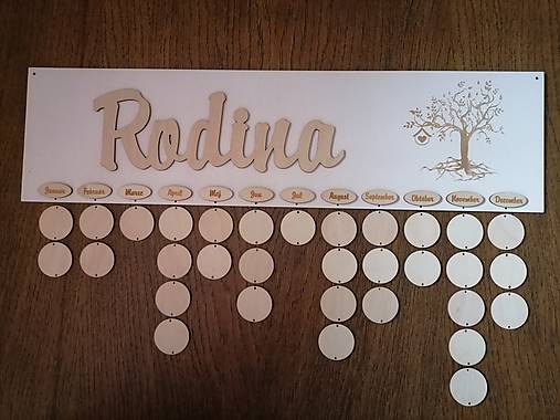 Polotovary - Rodinný kalendár biely so stromom - 14884387_