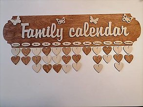 Dekorácie - Morený Anglický rodinný kalendár teak s nápisom Family calendar - 14884355_