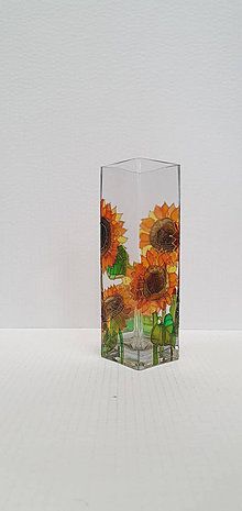 Dekorácie - Sklenená váza slnečnice - 14883237_