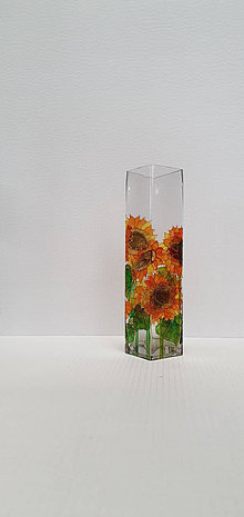 Dekorácie - Sklenená váza slnečnice - 14883251_