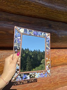 Zrkadlá - Vitrážne zrkadlo so sušenými kvetmi - 14882693_