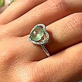 Prstene - ZĽAVA 20% Heart Prehnite Zircone Ring Ag925 / Strieborný prsteň s prehnitom a zirkonikm A100 - 14885471_