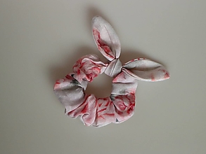 Ozdoby do vlasov - Ušatá scrunchies ľanová gumička ruže akvarel - 14885408_