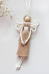 Dekorácie - makramé Anjel "s béžovými vláskami" (pieskový kabátik) - 14886533_