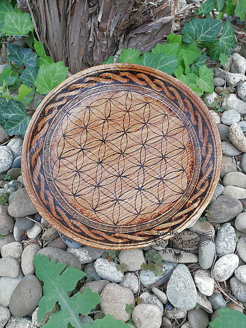 Nádoby - Tanier - Kvet života - Wooden plate - 14885070_