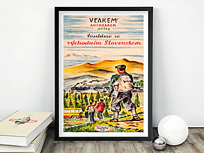 Grafika - Vintage plagát Túlame sa východným Slovenskom - 1956 - 14887020_