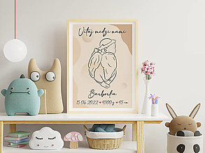 Grafika - Narodenie bábätka, personalizovaná ilustrácia - 14888009_
