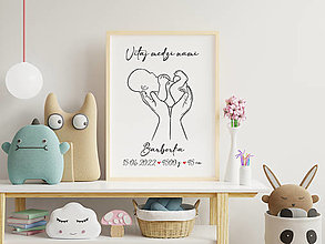 Grafika - Narodenie bábätka, personalizovaná ilustrácia - 14888019_