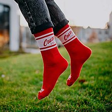 Ponožky, pančuchy, obuv - Vysoké športové ponožky červené/candy - 14885796_