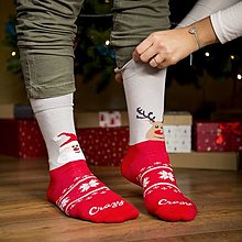 Ponožky, pančuchy, obuv - (V08) Ponožky Santa a sob - 14885872_
