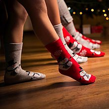 Ponožky, pančuchy, obuv - (Vd02) DETSKÉ ponožky vianoční snehuliaci - 14886203_
