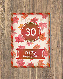 Papiernictvo - Nežná jeseň – pohľadnica k narodeninám (javor) - 14886012_