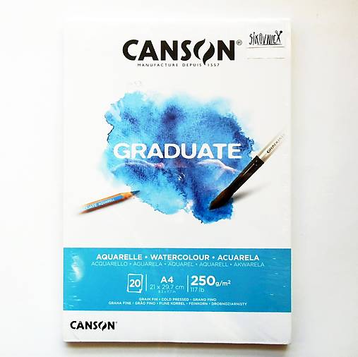 Skicár CANSON Graduate Aquarelle, 250g/m2, A4, 20 listov