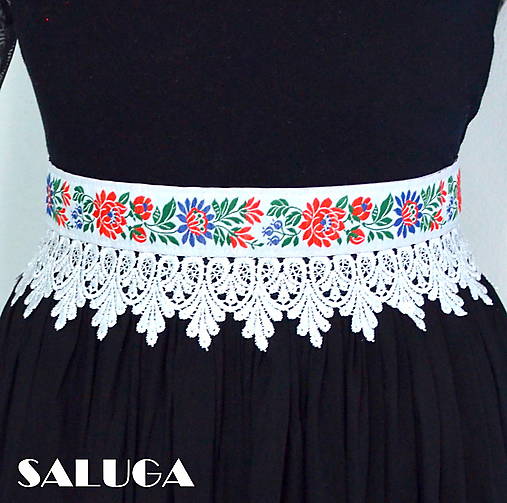  - Folklórny opasok - dámsky - folk - ľudový - biely - 14891301_