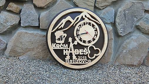 Hodiny - Drevené nástenné hodiny pre krčmu, bar, reštauráciu, firmu - 14890537_