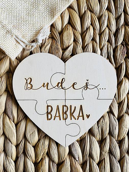 Iné - Drevené puzzle oznámenie tehotenstva - Budeš BABKA! - 14888644_