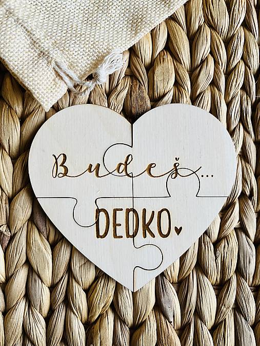 Iné - Drevené puzzle oznámenie tehotenstva - Budeš DEDKO! - 14888832_