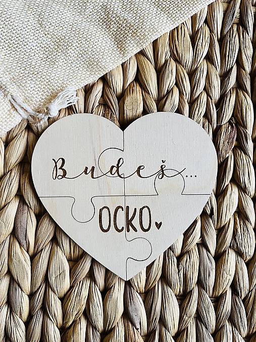Iné - Drevené puzzle oznámenie tehotenstva - Budeš OCKO! - 14888837_