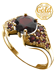 Prstene - Sopečný prsteň s prírodnými granátmi v žltom zlate - 14889842_