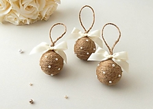 Dekorácie - Vianočné guličky s perličkami (hnedé) - 14893627_