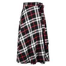 Sukne - EMILY - midi zavinovacia sukňa (E3 - čiernobiele s červeným pruhom) - 14893585_