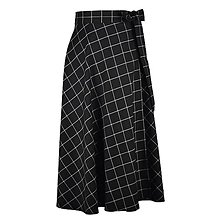 Sukne - EMILY - midi zavinovacia sukňa (D4 - čierne s bielym prúžkom) - 14893586_