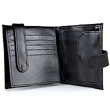 Pánske tašky - Kožená peňaženka s bohatou výbavou so zapínaním v čiernej farbe - 14893560_