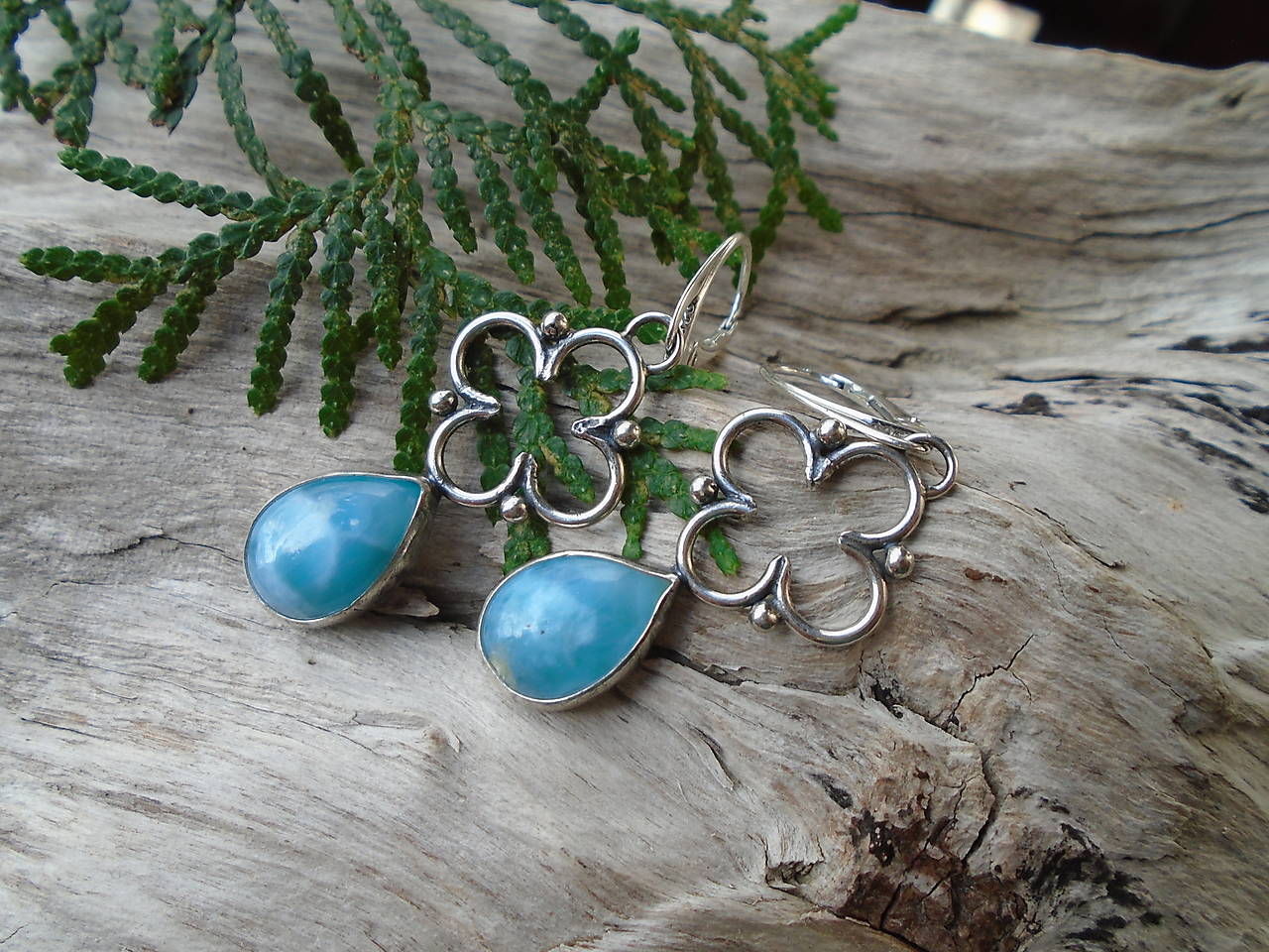 Strieborné náušnice Ag925 Larimar