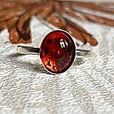 Prstene - Simple Amber AG925 Ring / Jednoduchý prsteň s jantárom strieborný AG925 - 14895457_