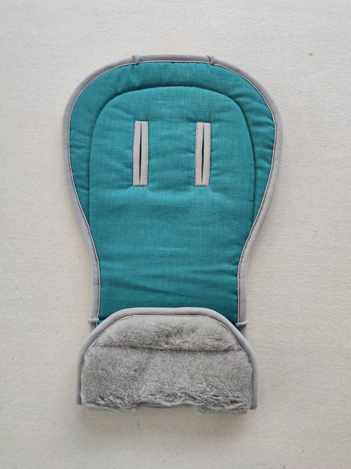 Detský textil - VLNIENKA podložka do kočíka TFK joggster ADVENTURE 2 100% Merino top super wash Grey 100% ľan Petrol Green - 14896152_