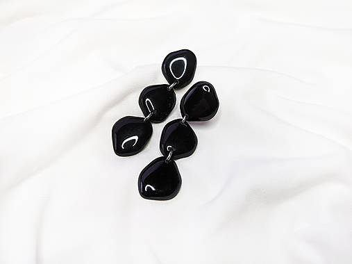 Náušnice - ORGANIC- visiace náušnice čierne - 14897233_