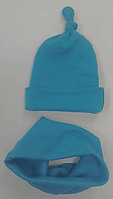 Detské čiapky - Dvojvrstvová merino čiapočka s uzlíkom a nákrčníkom - 14895242_