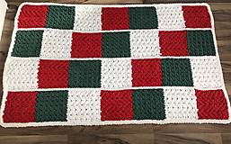 Úžitkový textil - Patchwork deka 180x110cm z Alize Puffy červeno-zeleno-biela - 14896453_