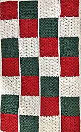 Úžitkový textil - Patchwork deka 180x110cm z Alize Puffy červeno-zeleno-biela - 14896454_