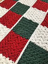 Úžitkový textil - Patchwork deka 180x110cm z Alize Puffy červeno-zeleno-biela - 14896457_