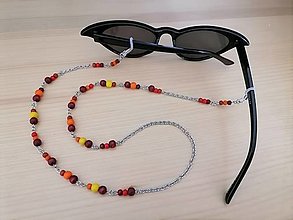 Iné šperky - Retiazka na okuliare - drevené korálky - jesenné odtiene - chirurgická oceľ - 14898607_
