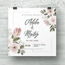 Papiernictvo - Kvetinkové svadobné oznámenie (Biela obálka 120gsm) - 14897697_