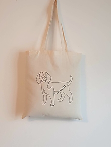 Nákupné tašky - •ručne maľovaná plátená taška - Bígl• (A)) - 14899553_