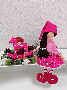 Dekorácie - Vianočný škriatok (Ružový) - 14903293_