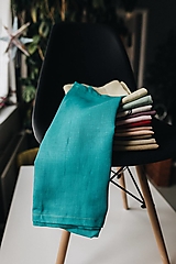Úžitkový textil - Ľanová štóla tyrkysová - 14906068_