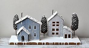 Dekorácie - Drevená dekorácia-Zima na okraji mesta - 14905486_