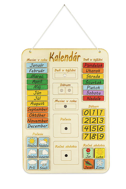 Drevený kalendár pre deti s magnetkami